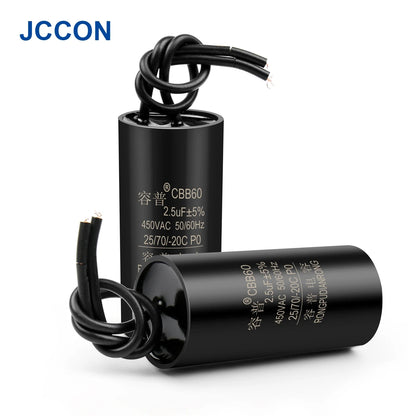CBB60 Motor Run and Start Capacitor 450V AC 1.1–13µF for Water Pumps and Washing Machines