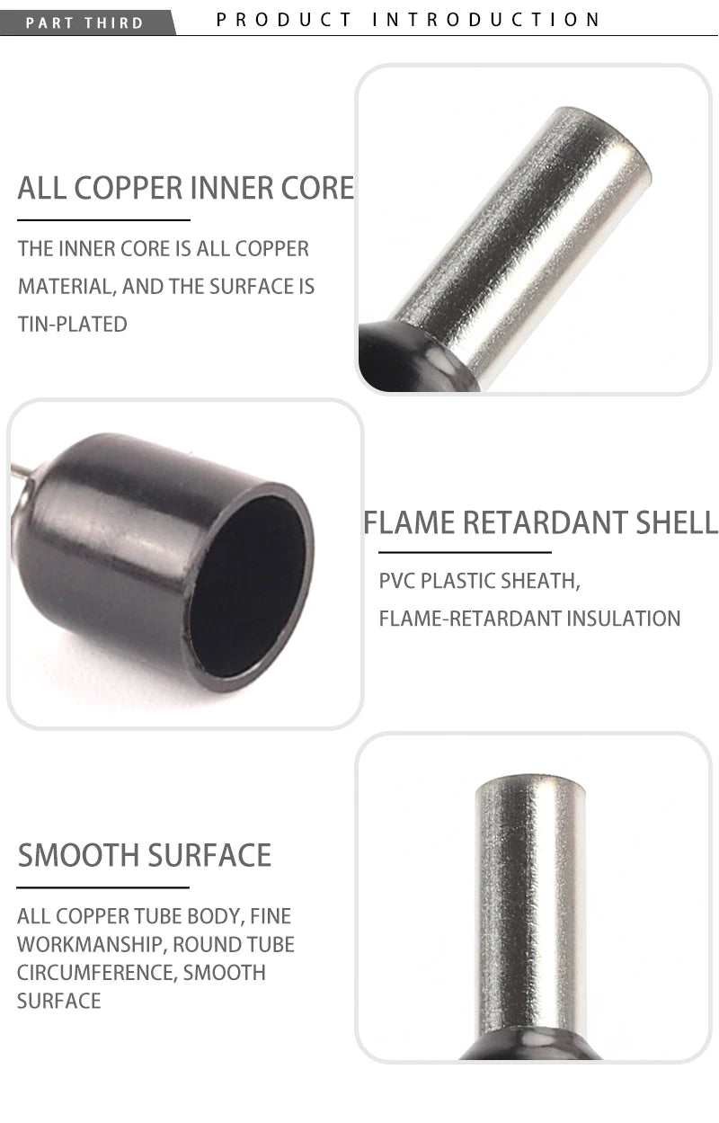 VE Series Cable Wire Connector Electrical Tube Terminal Insulated Terminal Block Cord End Crimping Sleeve