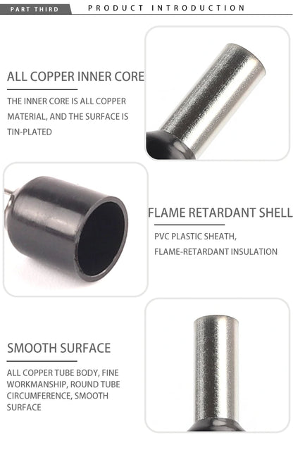 VE Series Cable Wire Connector Electrical Tube Terminal Insulated Terminal Block Cord End Crimping Sleeve