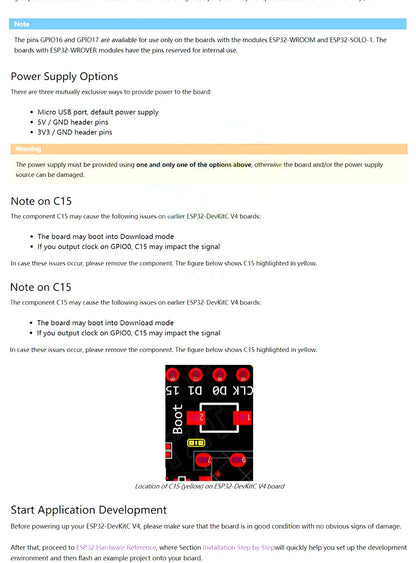 ESP32-DevKitC ESP32-32D/32U Development Board with WiFi and Bluetooth for IoT Projects