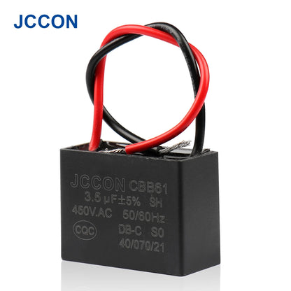 CBB61 Fan Start Capacitor for Ceiling and Table Fans, Motor Terminal Capacitor 1uF–4.5uF 450V