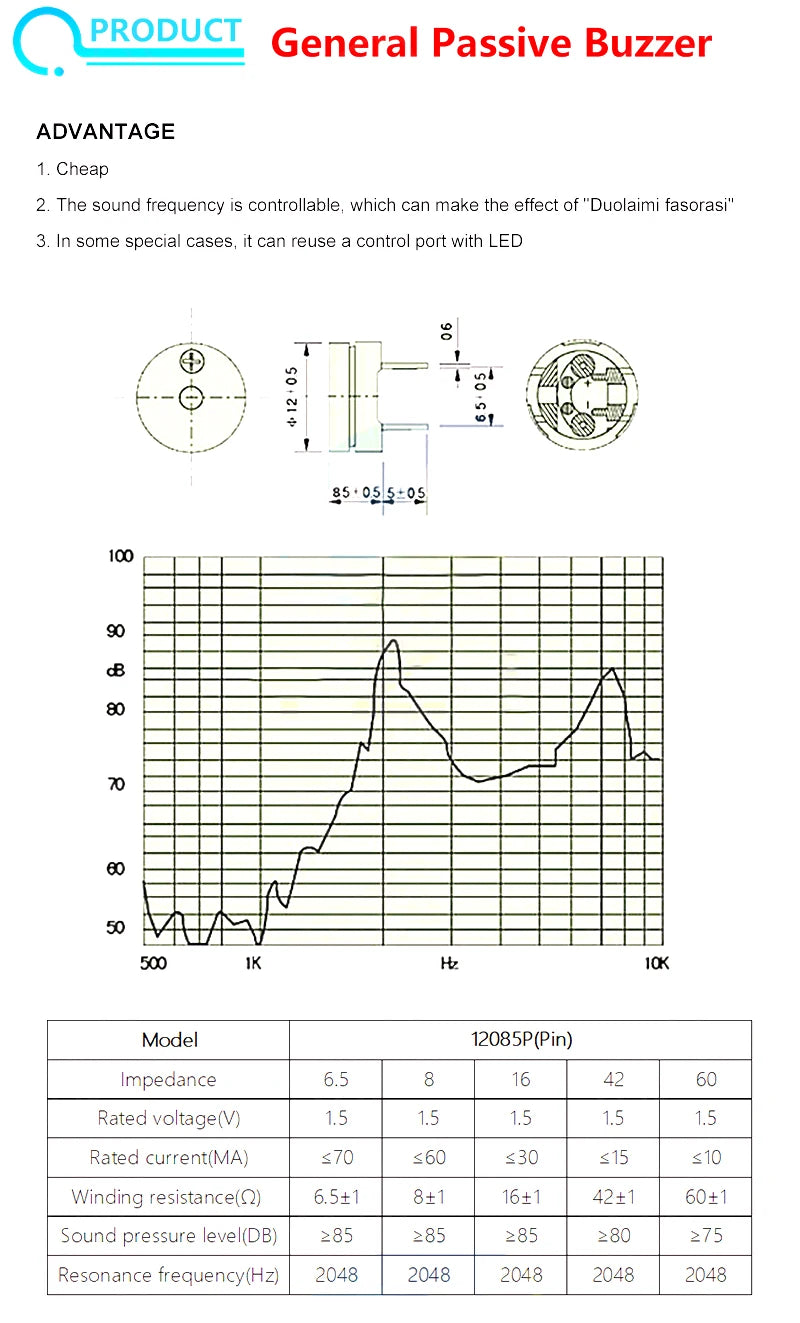 5pcs Active Buzzer 3V 5V 12V Magnetic Continuous Beep Tone Module for Arduino Projects