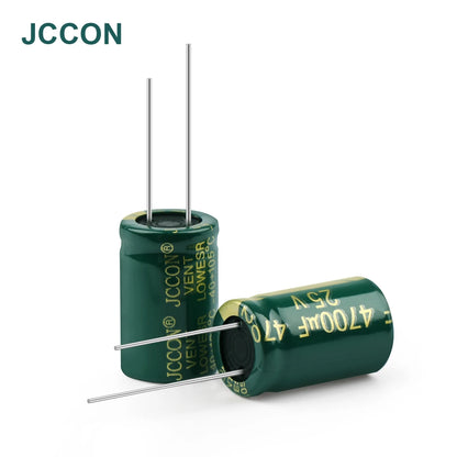 JCCON Aluminum Electrolytic Capacitor | High Frequency Low ESR | 6.3V-450V, 100UF-470UF | For Audio & Power Supply