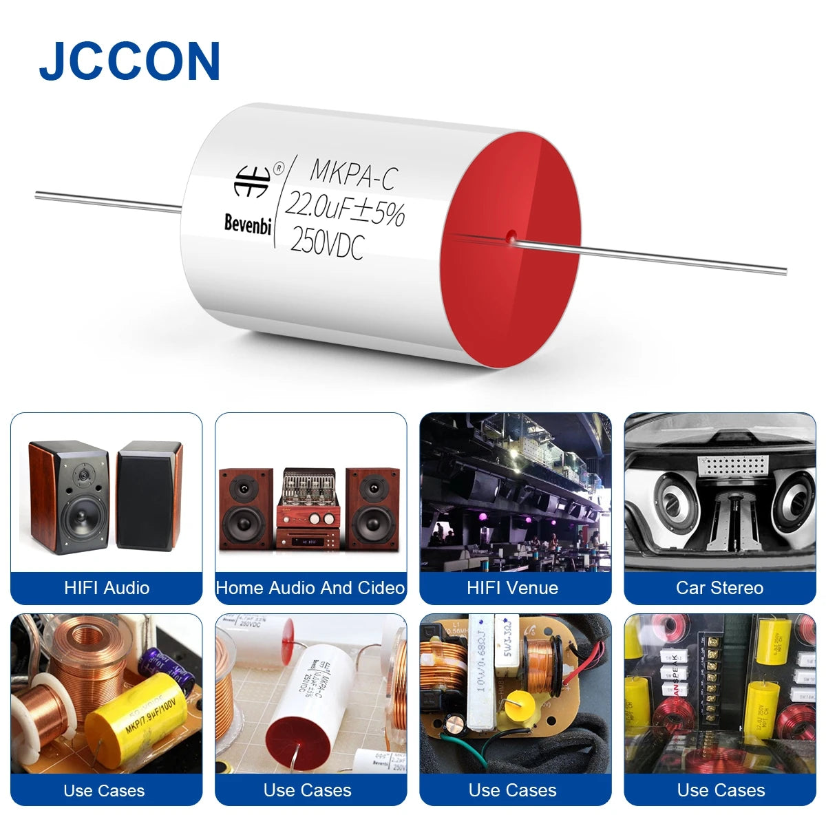 250V MKP Metallized Polypropylene Film Audio Capacitor 0.22µF-68µF for HiFi Frequency Divider