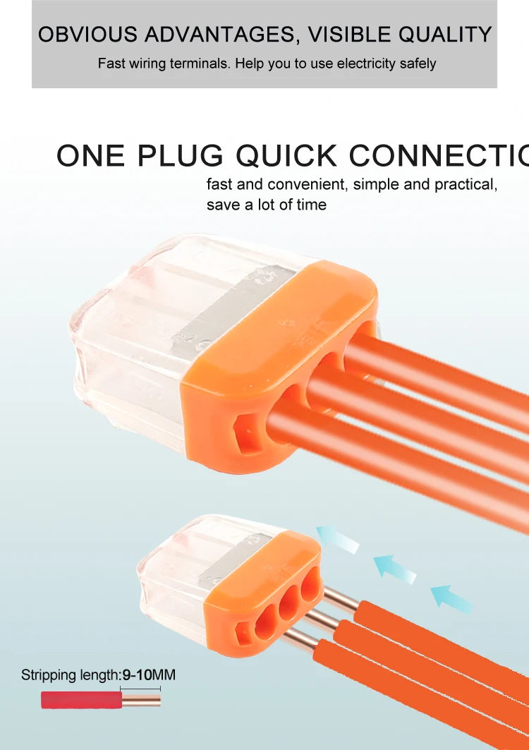 2/3/5 Pin Fast Easy Wire Splicing Connector Terminal Block Compact Push-in Conductor Wiring Connector AWG 20-14