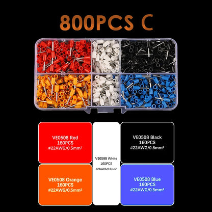 VE Series Cable Wire Connector Electrical Tube Terminal Insulated Terminal Block Cord End Crimping Sleeve