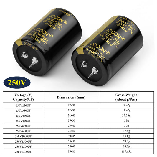 Audio Electrolytic Capacitor 250V 220UF-1000UF High Frequency Low ESR for HiFi Amplifier