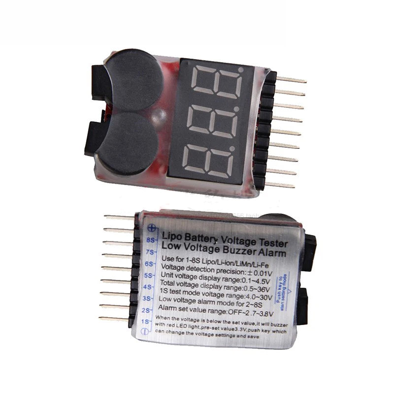 1-8S LED Low Voltage Buzzer Alarm LiPo Battery Voltage Tester Checker
