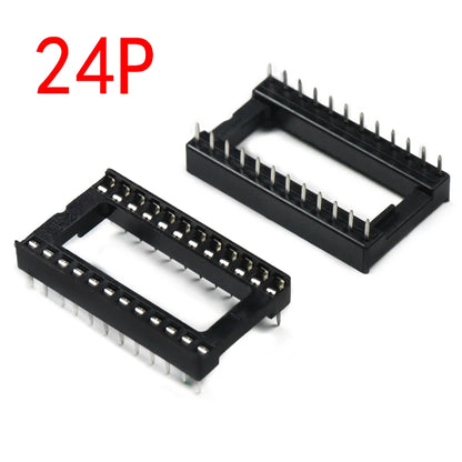 DIP IC Sockets — 6 to 28 Pin Narrow Body, Solder Type, -40°C to 85°C (5-Pack)