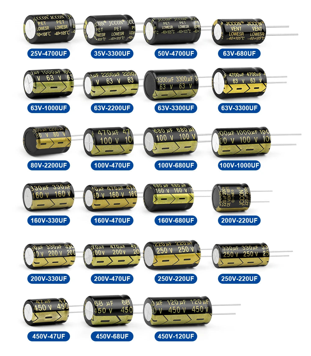 Aluminum Electrolytic Capacitor High Frequency Low ESR 25V–450V