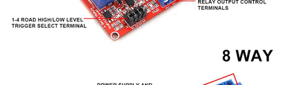 5V 12V 24V Multi-Channel Relay Module Board with Optocoupler for Arduino High/Low Level Trigger