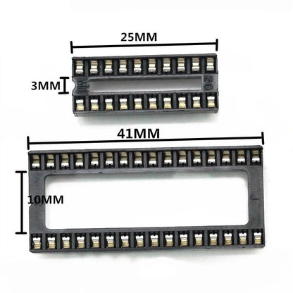 DIP IC Sockets — 6 to 40 Pin, Solder Type, 2.54mm Pitch, PCB Mount (5-Pack)