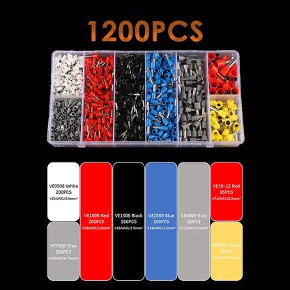 VE Series Cable Wire Connector Electrical Tube Terminal Insulated Terminal Block Cord End Crimping Sleeve