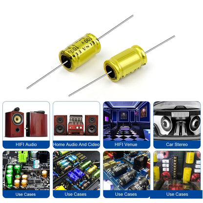 100V Horizontal Non-Polar Polypropylene Audio Capacitor 1µF-4.7µF for Speaker Frequency Divider & Crossover