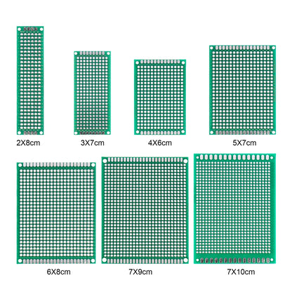 Double-Sided PCB Prototype Board Set Universal DIY Printed Circuit 10x10, 10x15, 10x22, 12x18, 13x25, 15x20, 18x30, 20x30cm Protoboard