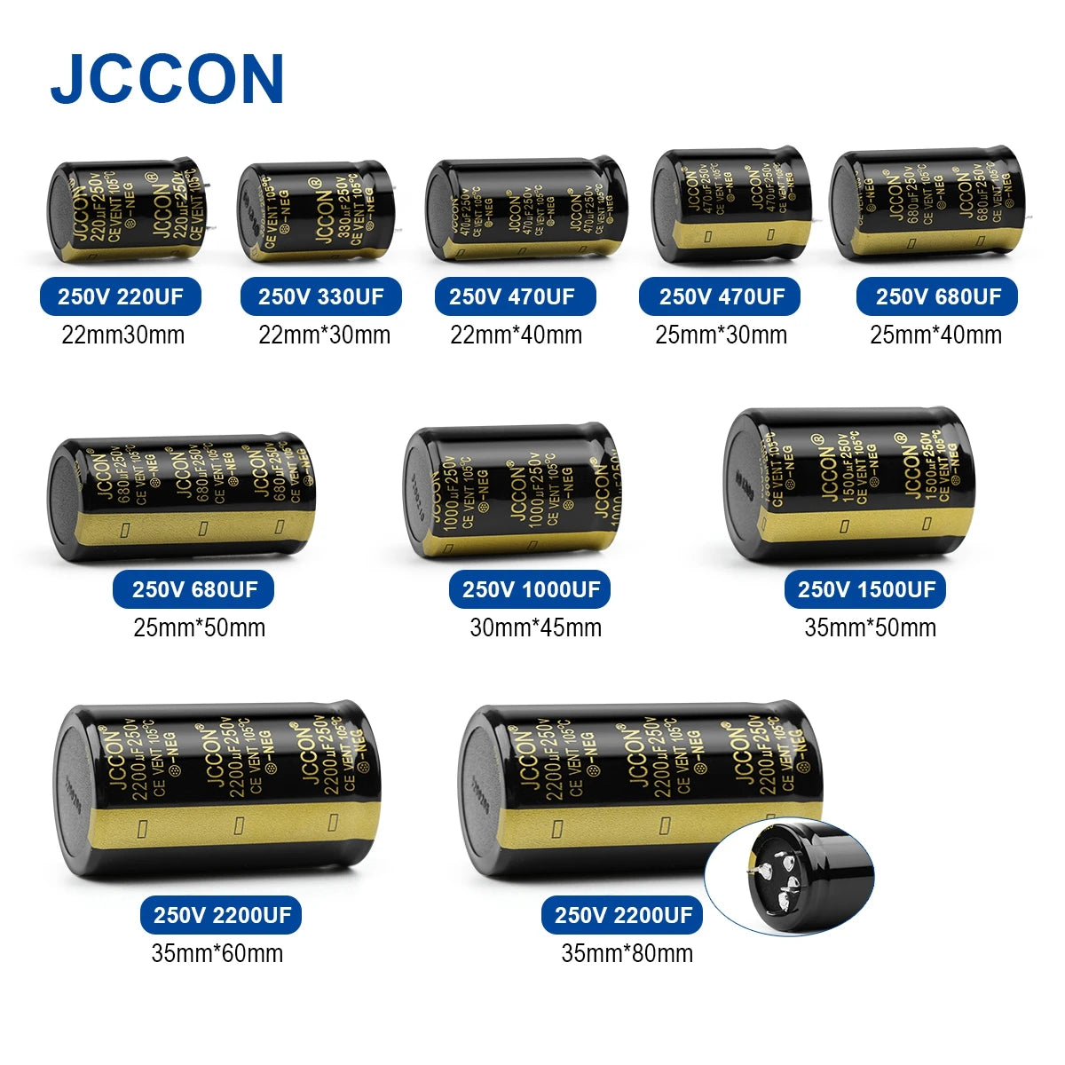 Audio Electrolytic Capacitor 250V 220UF-1000UF High Frequency Low ESR for HiFi Amplifier