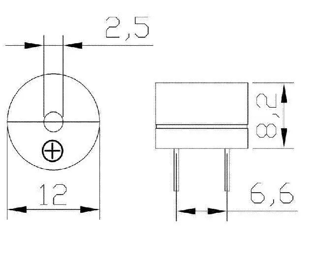 5pcs/lot Universal Passive Electromagnetic Buzzer 16Ω AC 2KHz 3V-12V for Arduino and Electronics