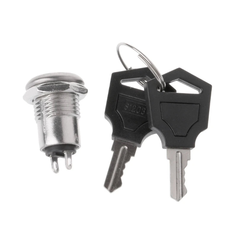12mm Stainless Steel Electronic Key Lock Switch ON/OFF Power Security S1203 2PIN 2 Keys