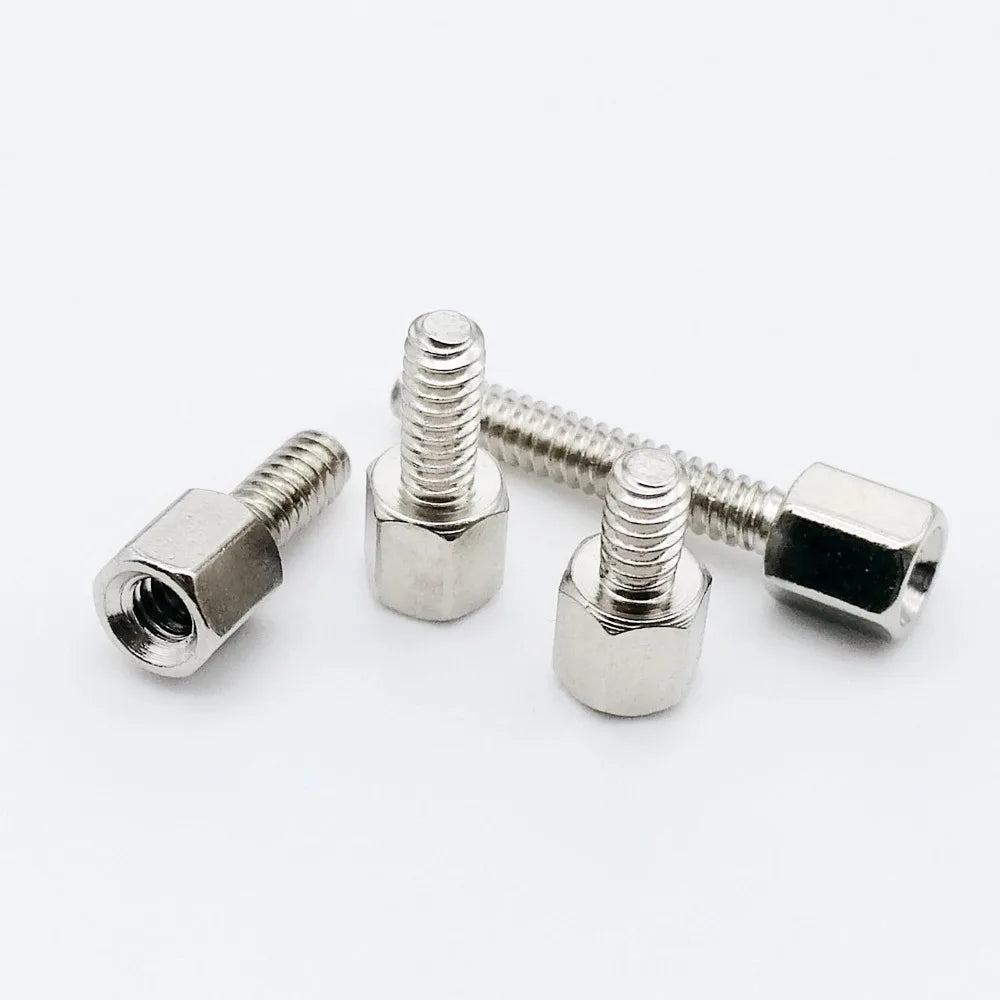 #4-40 Male-Female Hex Standoff Spacer Jackscrew Brass Copper Nickel-Plated for PCB Motherboard VGA DVI COM 5mm+L Keszoox