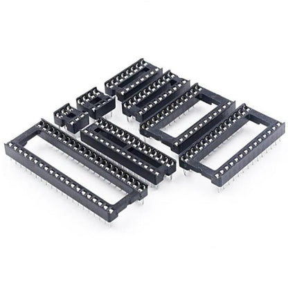 DIP IC Sockets — 6 to 40 Pin, Solder Type, 2.54mm Pitch, PCB Mount (5-Pack)