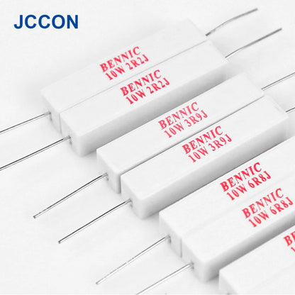 10W Cement Resistor 250V Power Resistance SQP IOW 1.1Ω–18Ω Ceramic Cement