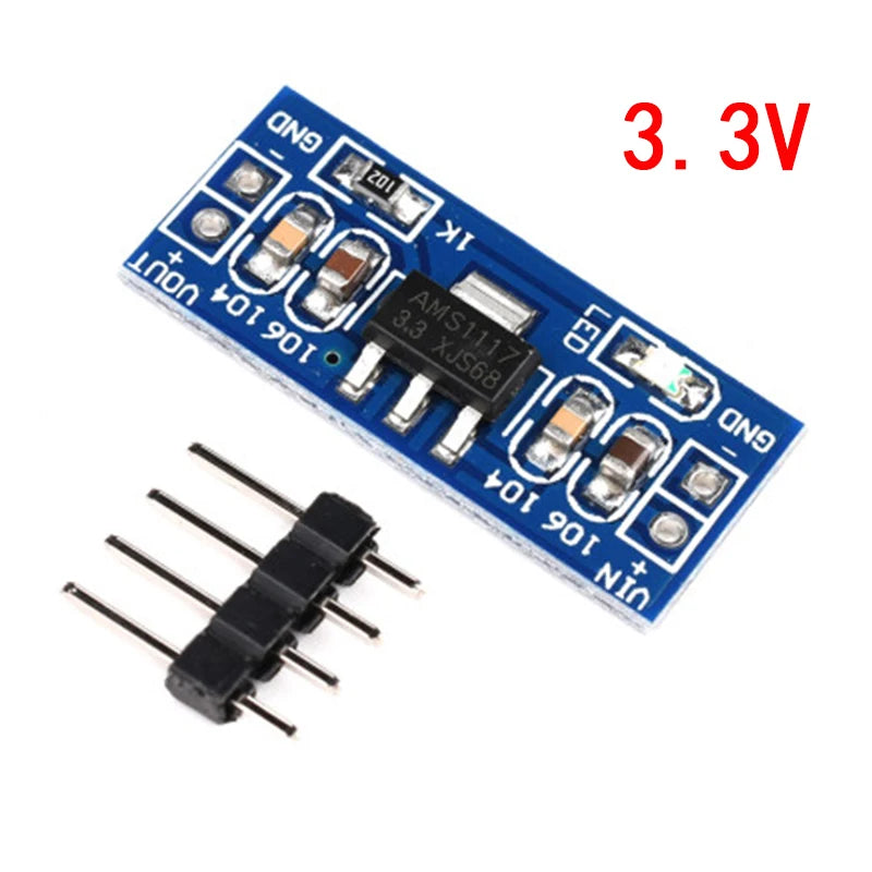 AMS1117 Voltage Regulator Power Supply Module — 1.2V/1.5V/1.8V/2.5V/3.3V/5V (2pcs)