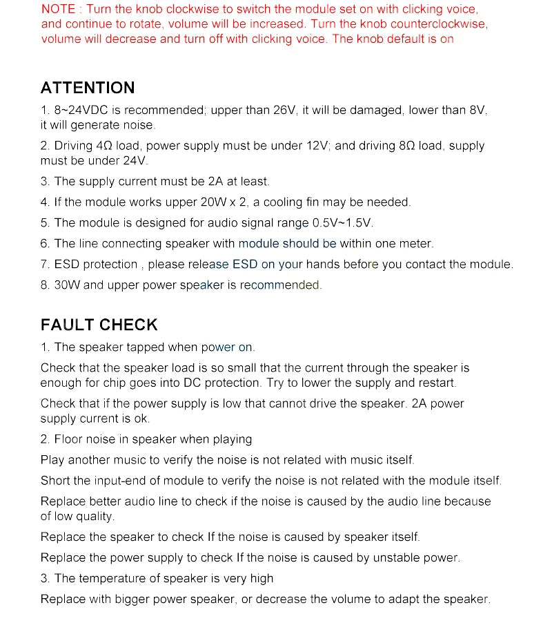 DY-AP3015 Dual Channel 30W×2 D-Class Stereo Digital Amplifier Board with Adjustable Volume