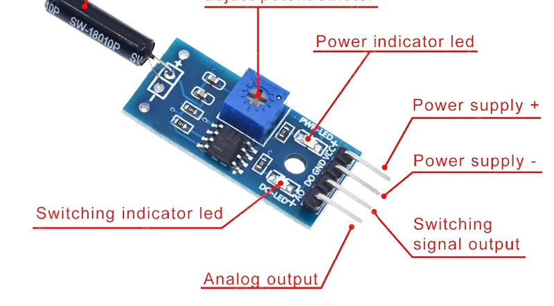 Highly Sensitive Vibration Sensor Module SW-18010P SW-420 Normally Open/Closed Alarm for Arduino