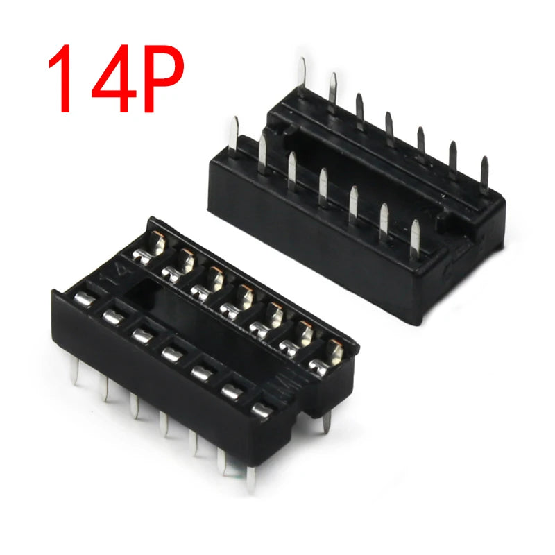 DIP IC Sockets — 6 to 28 Pin Narrow Body, Solder Type, -40°C to 85°C (5-Pack)