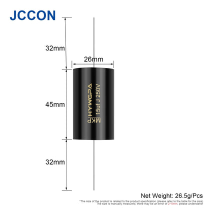 100V-250V MKP Axial Audio Capacitor for HiFi Crossover, Coupling & Frequency-Divided Speaker Applications