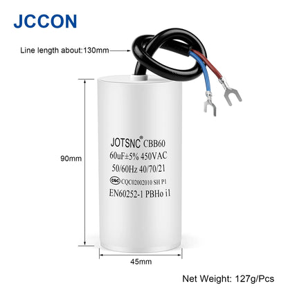 CBB60 Motor Run and Start Capacitor 450V AC 3µF–80µF for Water Pumps