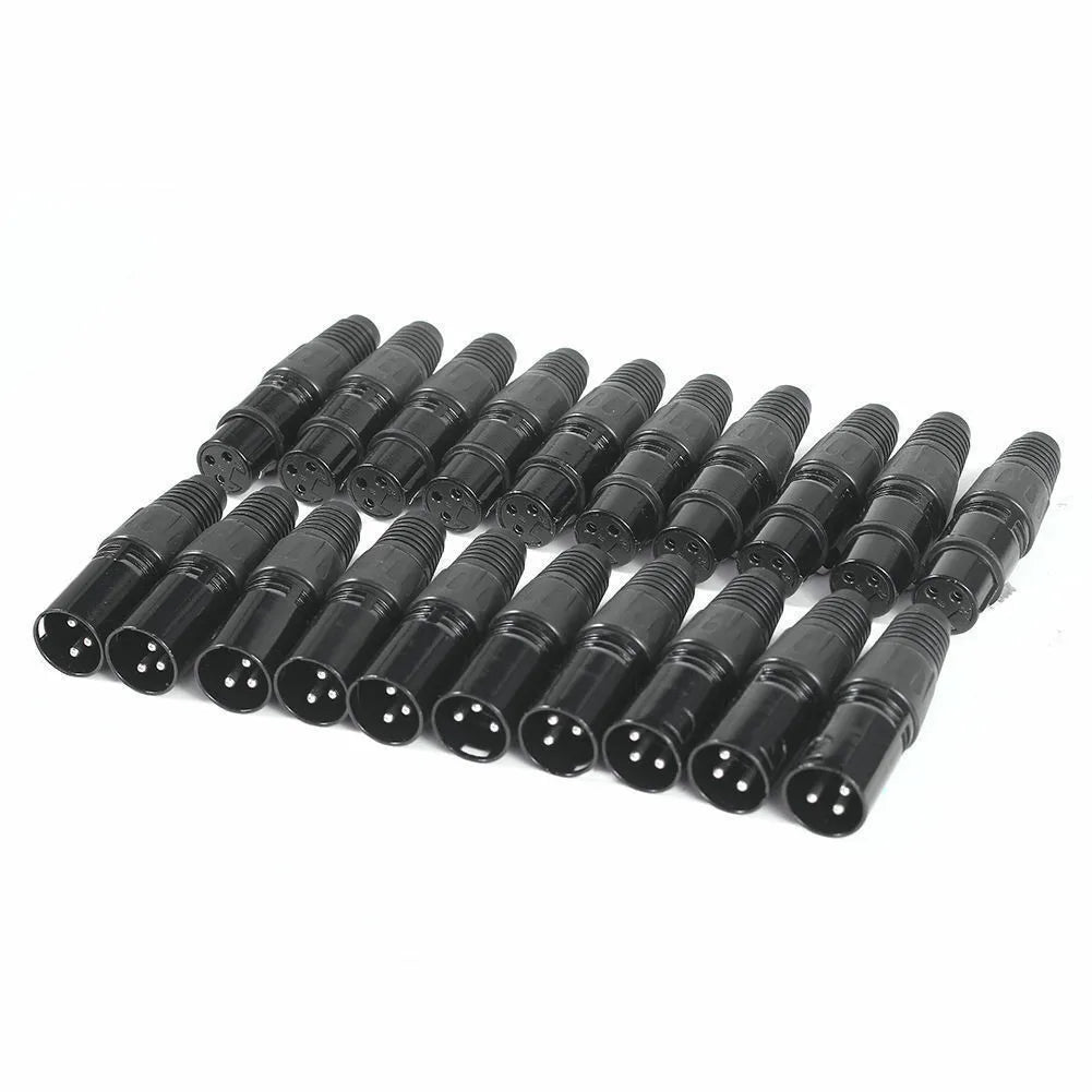 10 Pairs/PCS XLR DMX 3 Pin Audio Microphone Cable Connectors 10pcs Male + 10pcs Female MIC Snake Plug Cable Adapters 8 Options