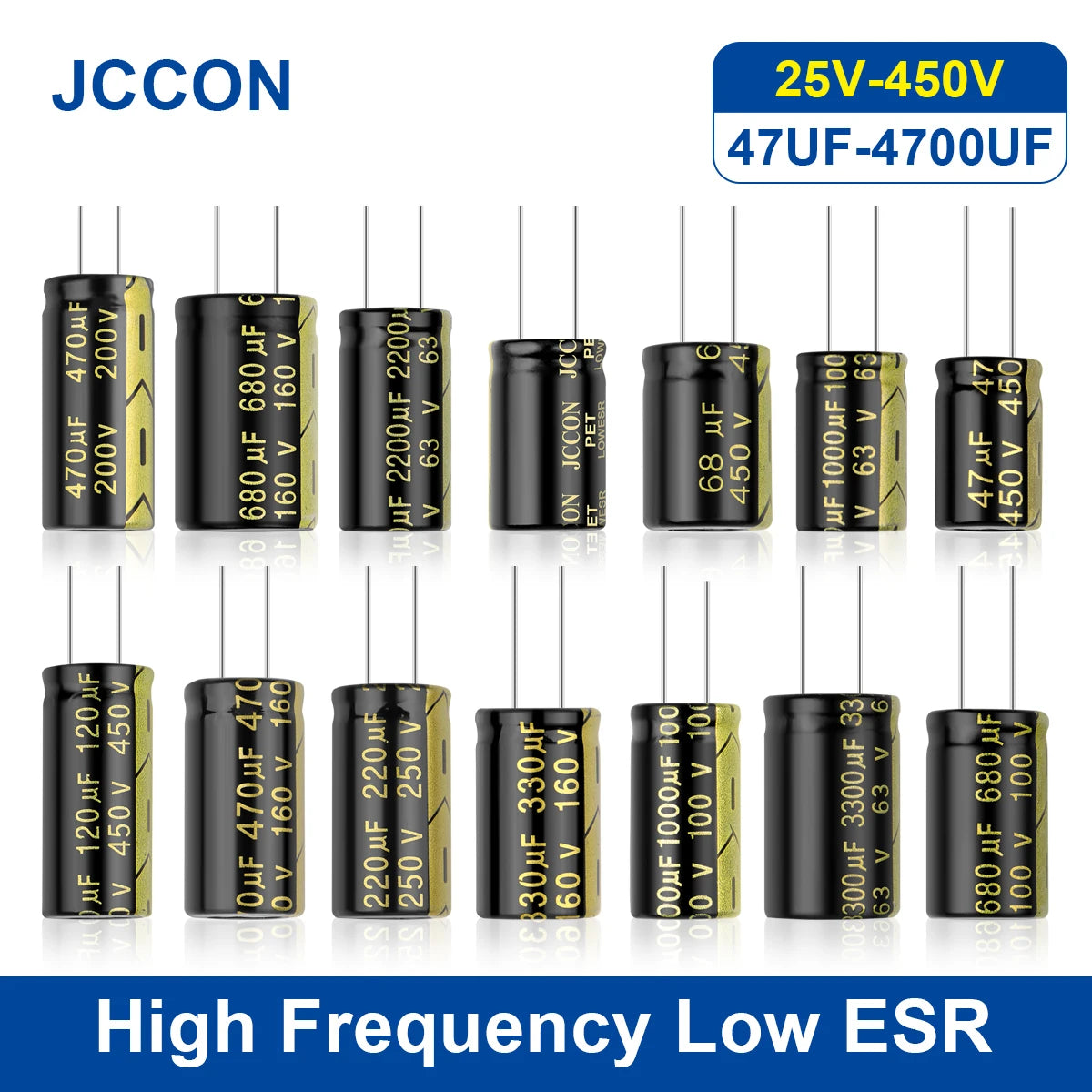 Aluminum Electrolytic Capacitor High Frequency Low ESR 25V–450V 470uF–1000uF