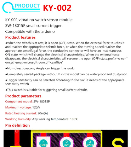 Highly Sensitive Vibration Sensor Module SW-18010P SW-420 Normally Open/Closed Alarm for Arduino