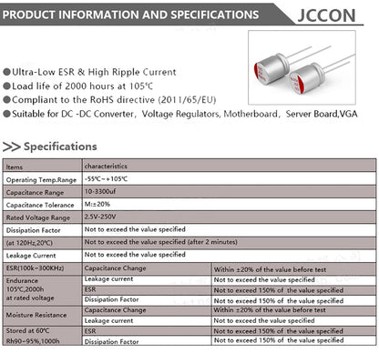 Solid Capacitor 2.5V–16V 100uF–1000uF for Motherboard and Graphics Card Applications