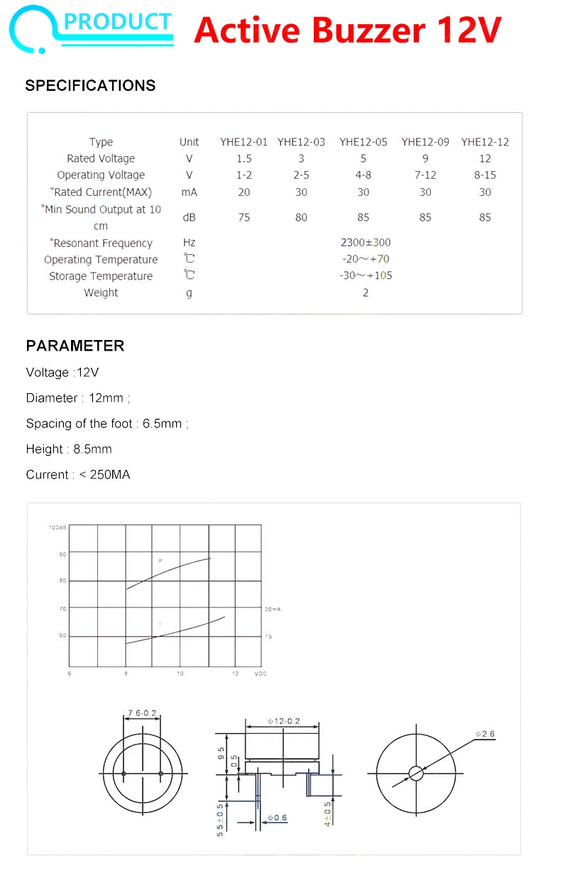 5pcs Active Buzzer 3V 5V 12V Magnetic Continuous Beep Tone Module for Arduino Projects