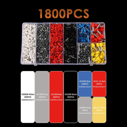 VE Series Cable Wire Connector Electrical Tube Terminal Insulated Terminal Block Cord End Crimping Sleeve