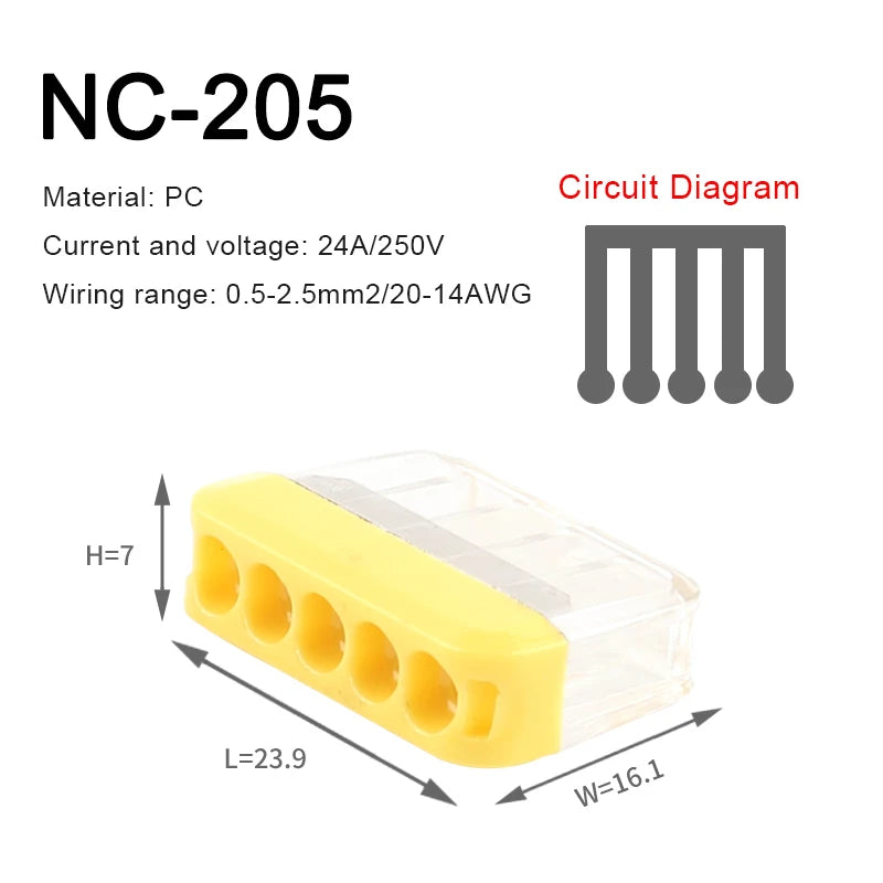 2/3/5 Pin Fast Easy Wire Splicing Connector Terminal Block Compact Push-in Conductor Wiring Connector AWG 20-14