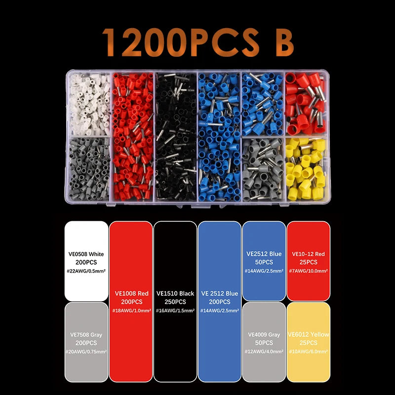 VE Series Cable Wire Connector Electrical Tube Terminal Insulated Terminal Block Cord End Crimping Sleeve