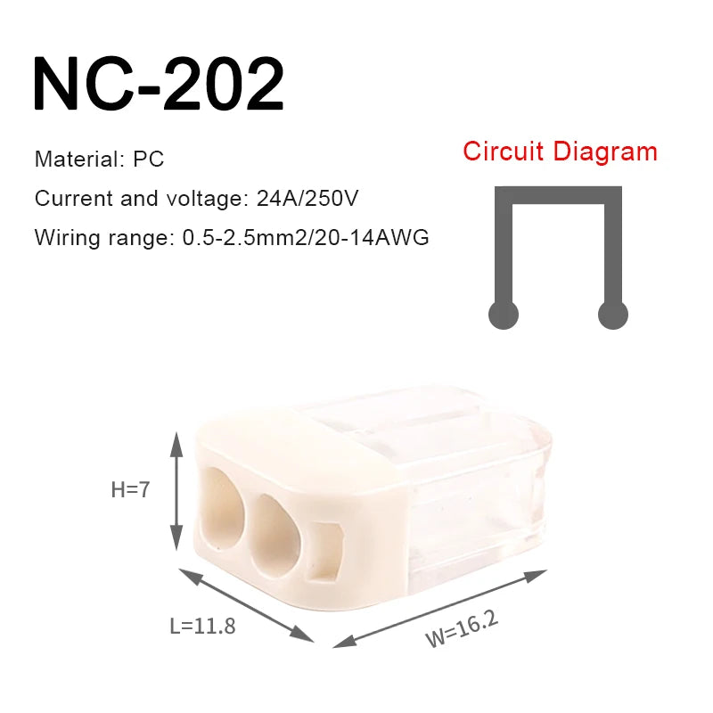 50PCS 2/3/5 Pin Fast Easy Wire Splicing Connector Terminal Block Compact Push-in Conductor AWG 20-14