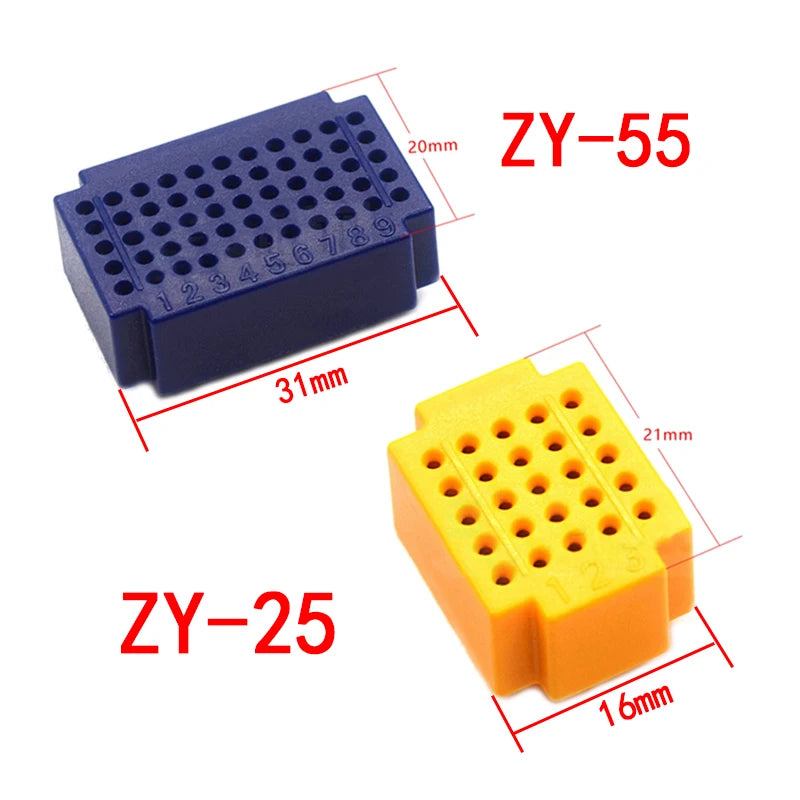 7pcs/1set ZY-25/55 Mini Solderless Breadboard PCB Test Board Kit