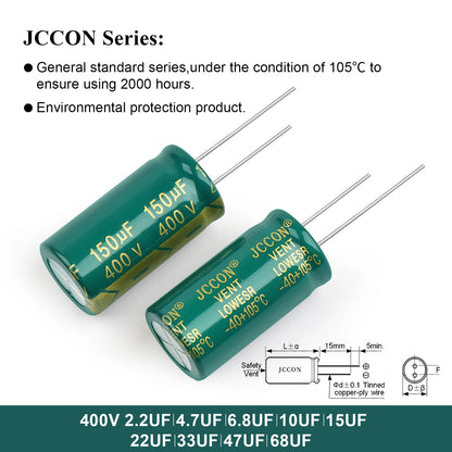 Aluminum Electrolytic Capacitor 400V 2.2uF–100uF High Frequency Low ESR