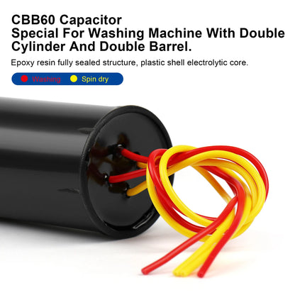 CBB60 Dual Start Capacitor 6µF+4µF for Washing Machine Motors