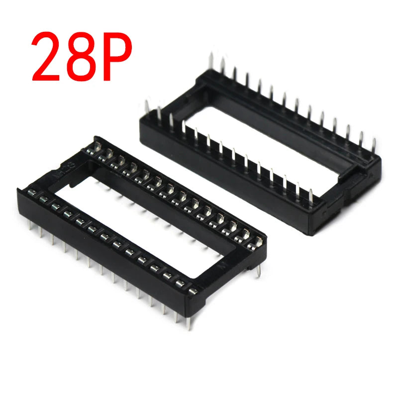 DIP IC Sockets — 6 to 28 Pin Narrow Body, Solder Type, -40°C to 85°C (5-Pack)