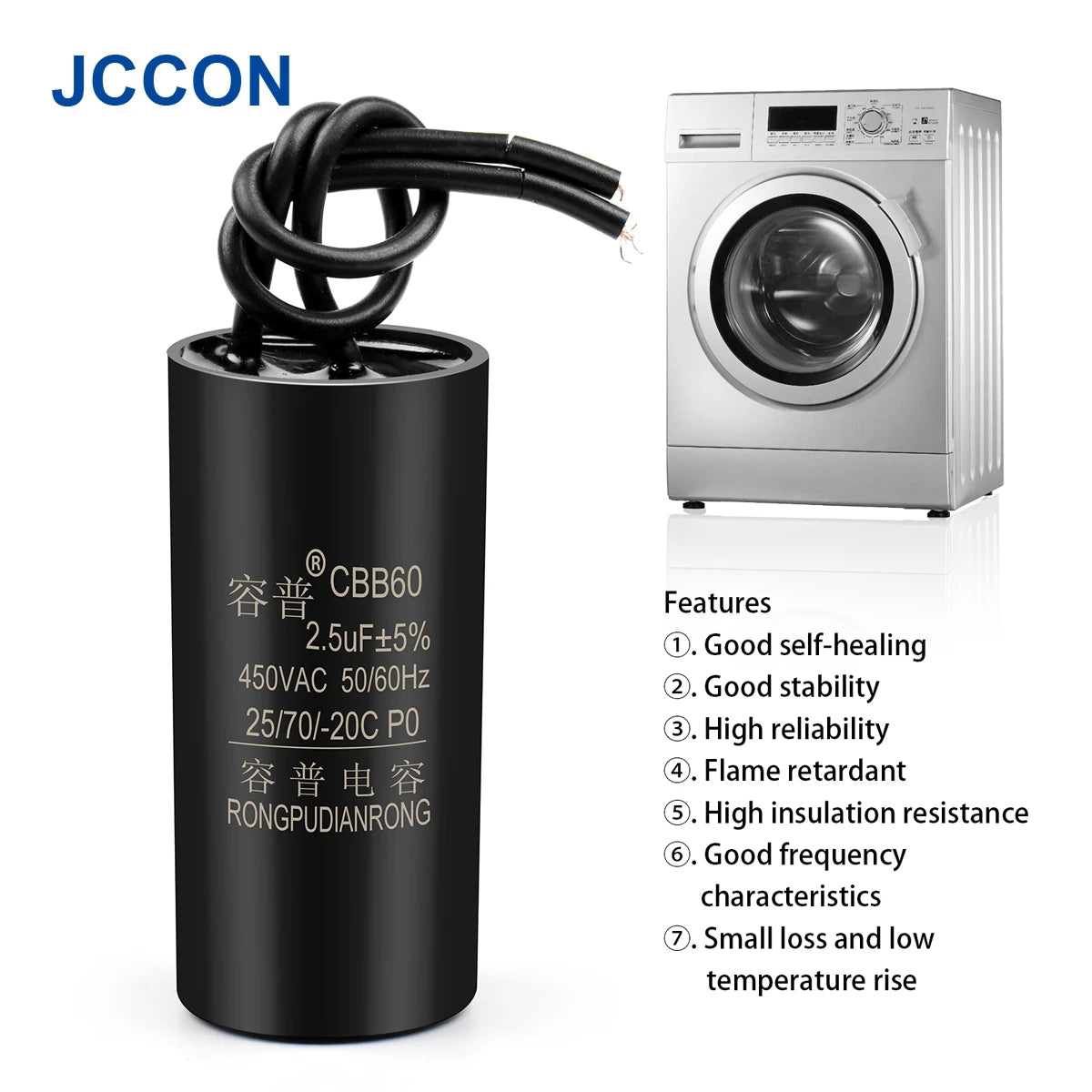 CBB60 Motor Run and Start Capacitor 450V AC 1.1–13µF for Water Pumps and Washing Machines