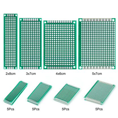 PCB Prototype Stripboard Veroboard Set 2x8, 3x7, 4x6, 5x7cm Universal DIY Soldering Boards