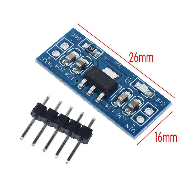 AMS1117 Voltage Regulator Power Supply Module — 1.2V/1.5V/1.8V/2.5V/3.3V/5V (2pcs)