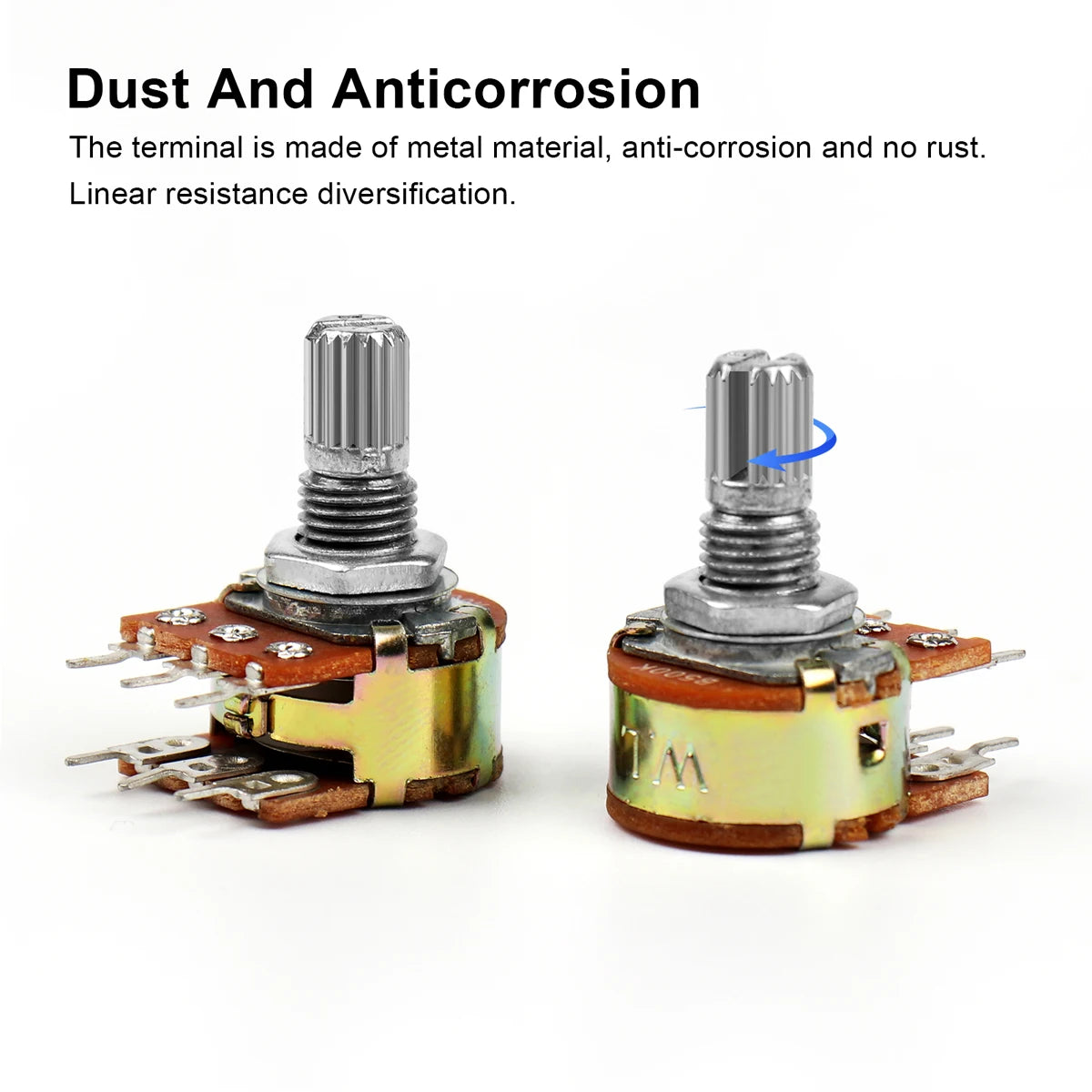 WH148 Dual Stereo Amplifier Potentiometer 1K–500KΩ 6-Pin 15mm Shaft