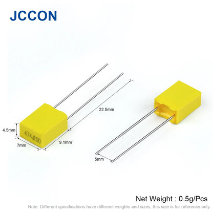 Polypropylene Film Capacitor 100V–630V 1nF–470nF Safety Correction Capacitor for Electronic Circuits