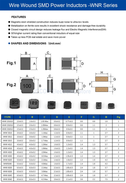 SMD WNR4018 Power Inductors 1µH–330µH